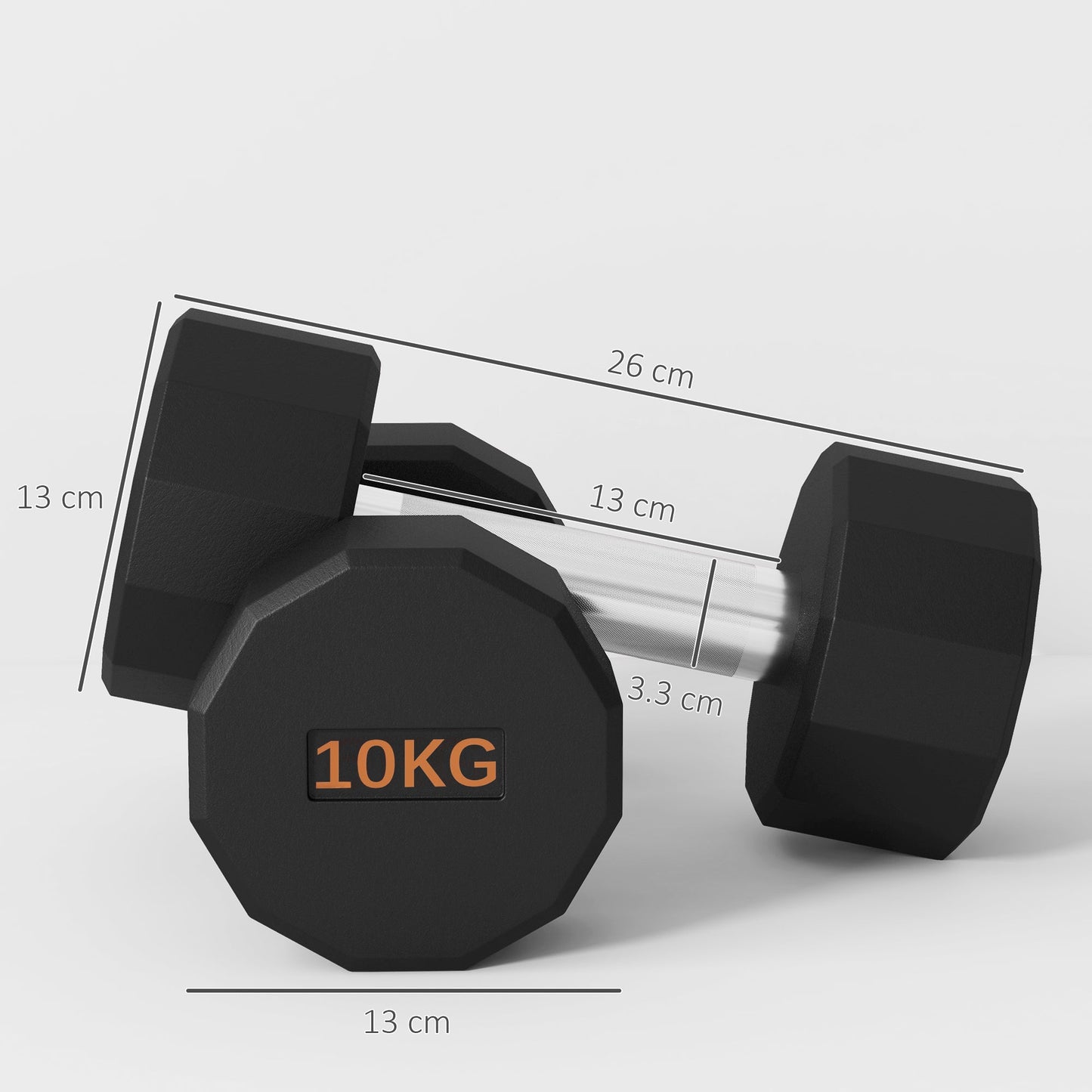 2 x 10kg Dumbbells Weights Set with 12-Sided Shape and Non-Slip Grip for Men Women Home Gym Workout-2