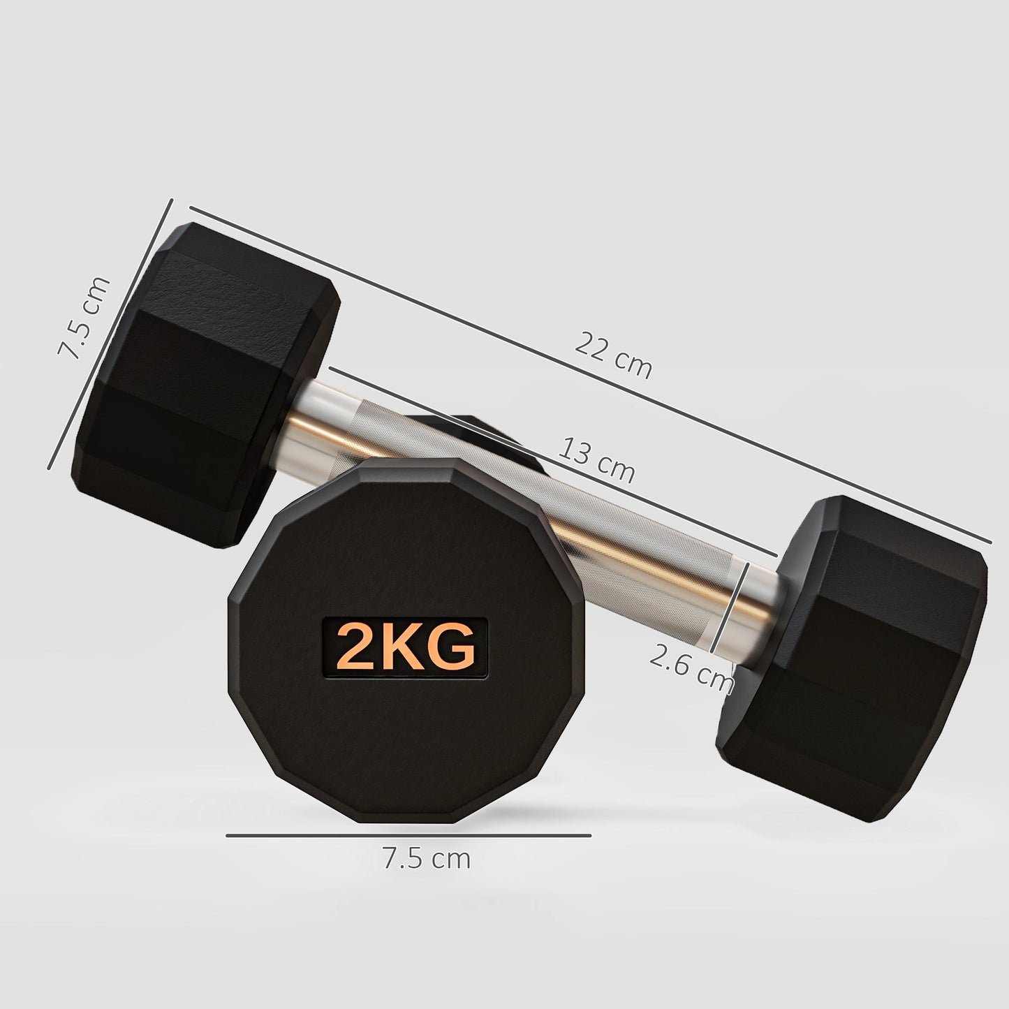 2 x 2kg Dumbbells Weights Set with 12-Sided Shape and Non-Slip Grip for Men Women Home Gym Workout-2