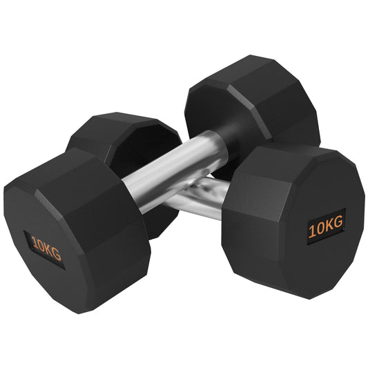 2 x 10kg Dumbbells Weights Set with 12-Sided Shape and Non-Slip Grip for Men Women Home Gym Workout-0