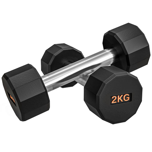 2 x 2kg Dumbbells Weights Set with 12-Sided Shape and Non-Slip Grip for Men Women Home Gym Workout-0